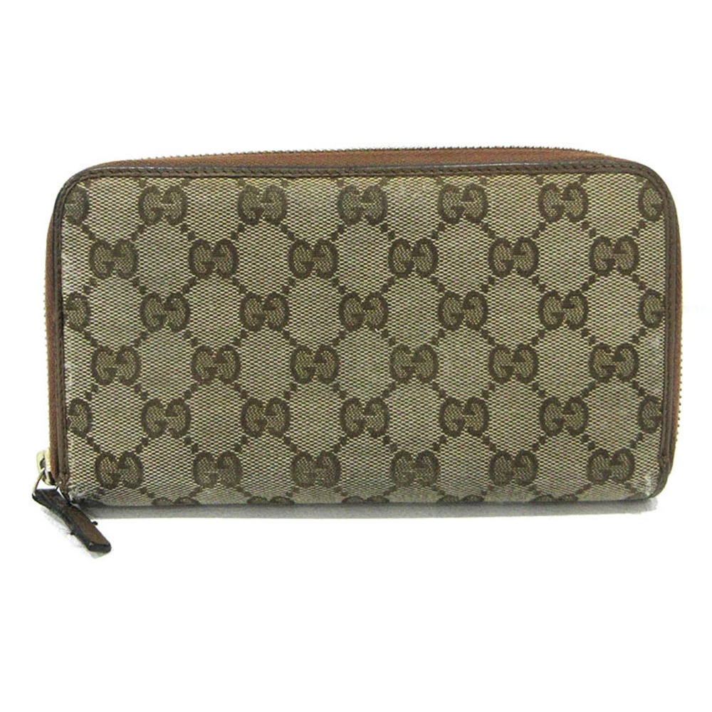 GUCCI GG Canvas Round Zip Long Wallet Beige - Picture 1 of 12